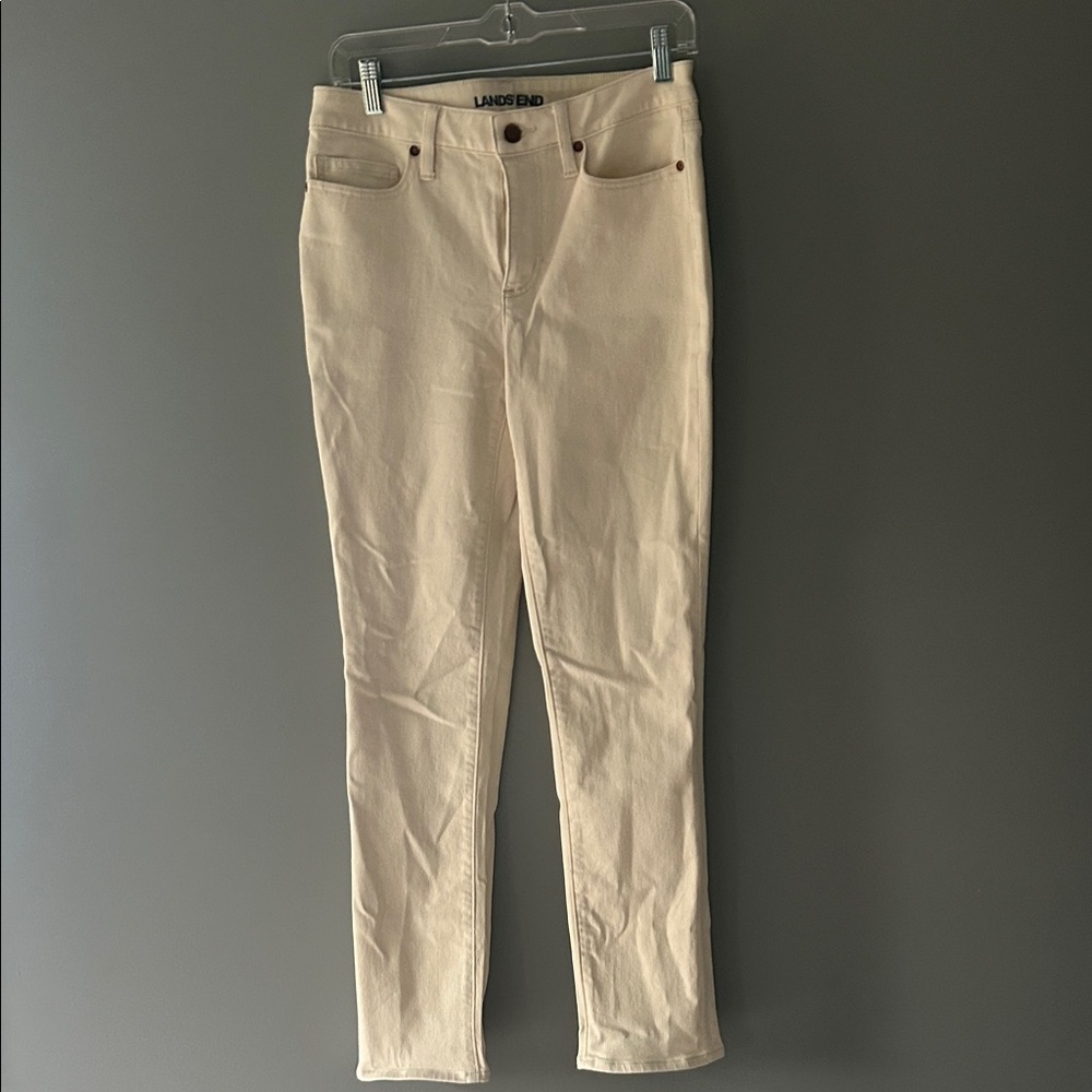 Lands' End Women's High Rise Cream Jeans